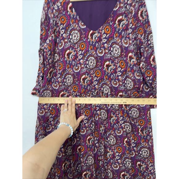Garnet Hill Purple Floral Paisley Bohemian Pocket Detail Ladies Career Dress 14 - Picture 7 of 10